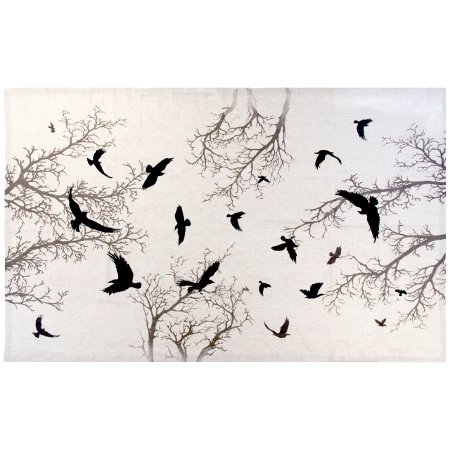 Crow natural linen rectangular tablecloth