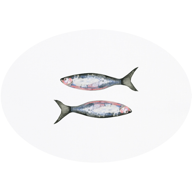 Huddleson Fish Oval Hand-painted linen tablecloth