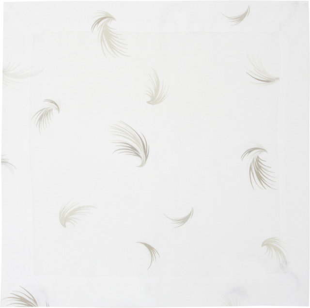 Grania White Linen Napkin with Feather Motif
