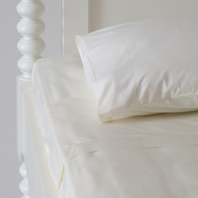 Ivory cotton top sheet percale hemstitched