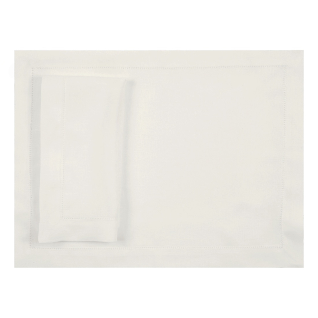 Huddleson Ivory hemstitched luxury linen placemat