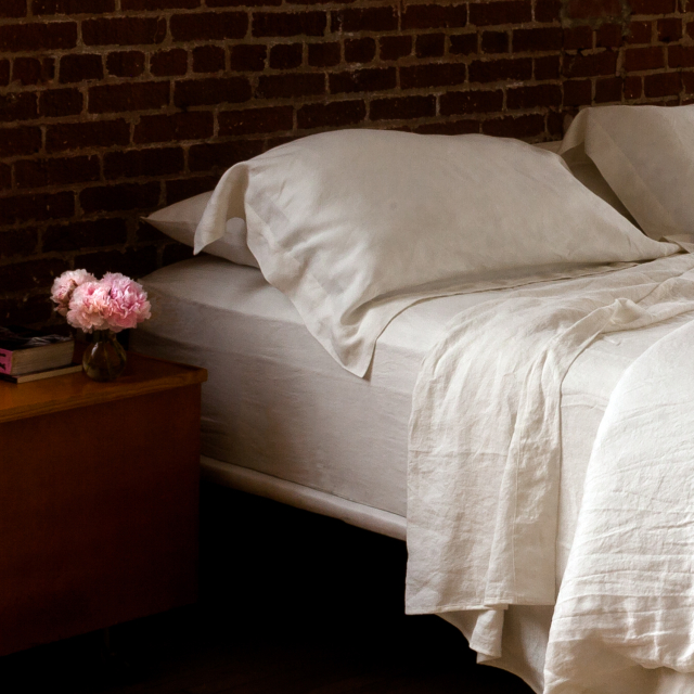 Ivory Linen Fitted Sheet