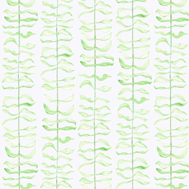 Leaf print green and white linen napkin