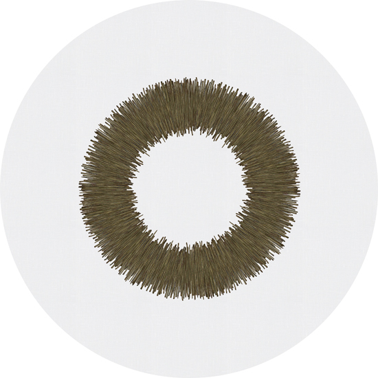 Round white linen tablecloth architectural sunburst mirror print