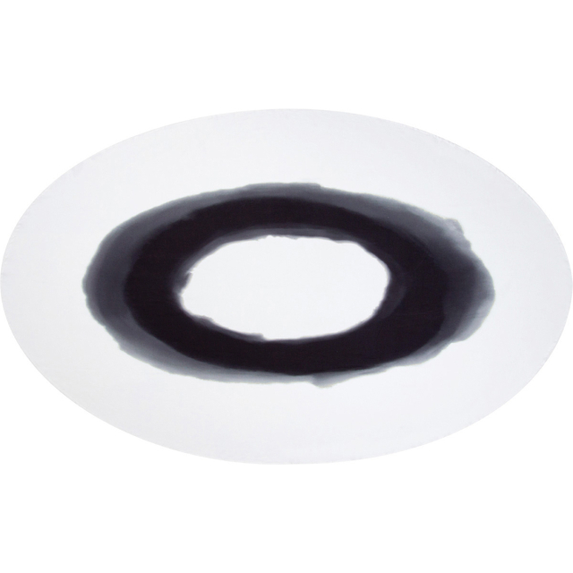 Moreton black and white monochromatic watercolor oval linen tablecloth