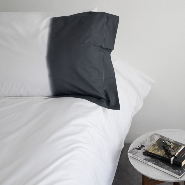 Moreton black and white ombre watercolor printed luxury percale cotton pair shams