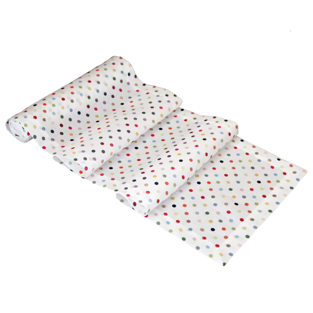 Piccadilly Polka Dot White Linen Table Runner