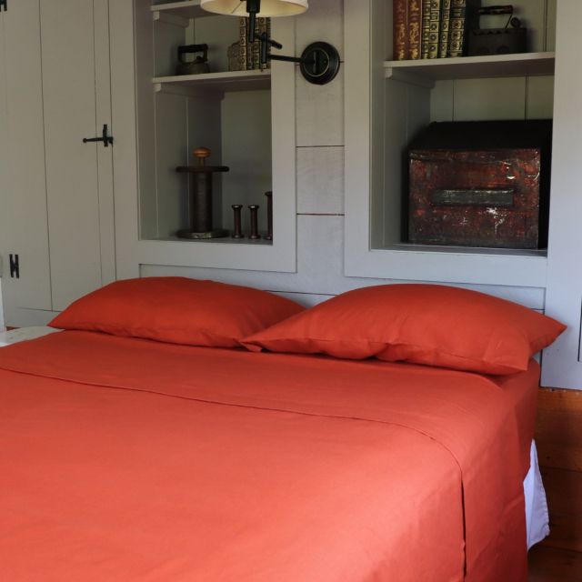 Terracotta linen pillowcase