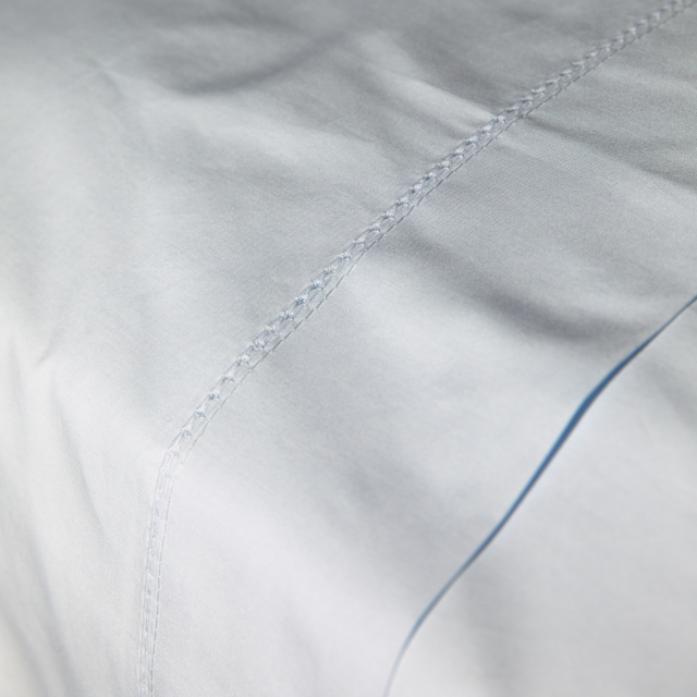 Sky blue cotton top sheet hemstitch