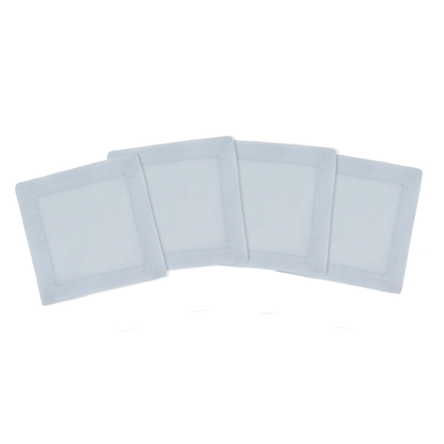 sky light baby blue linen cocktail napkin