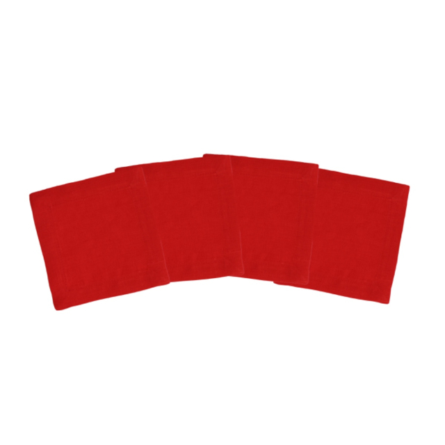 bright cherry true red linen cocktail napkin