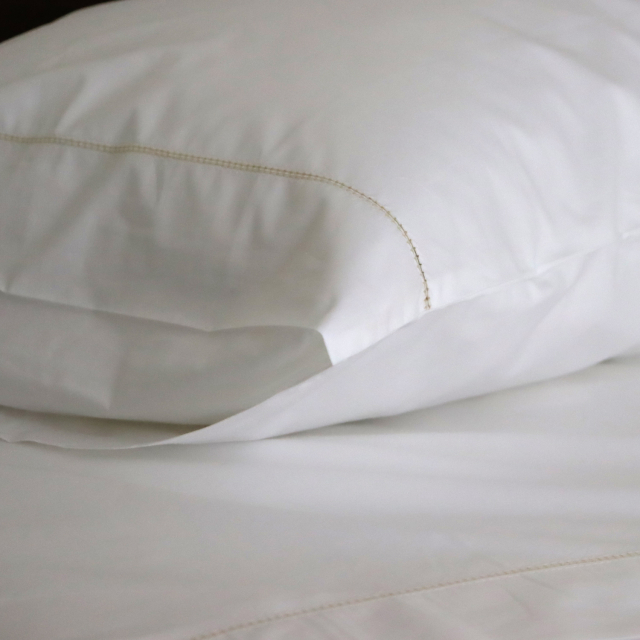 White luxury cotton pillowcase gold trim 