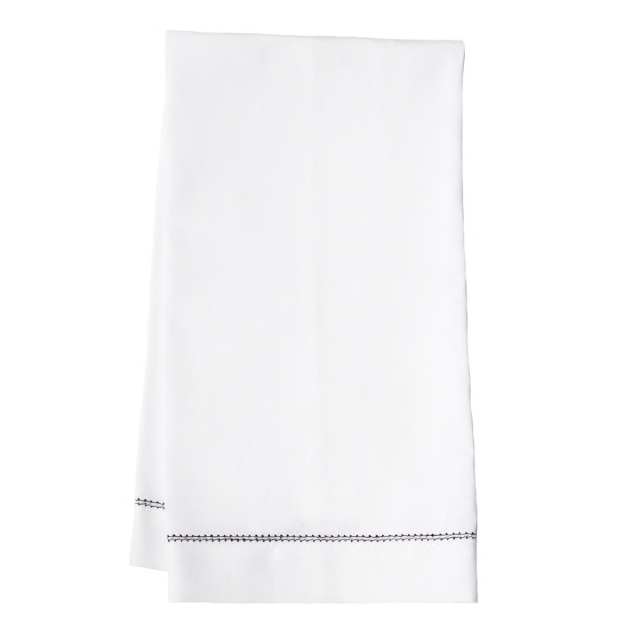 white black hemstitch linen hand towel tea towel