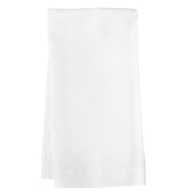 white hemstitch linen hand towel tea towel