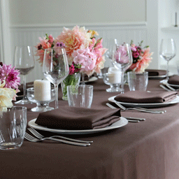 Chocolate Brown Linen Tablecloth <br>$250