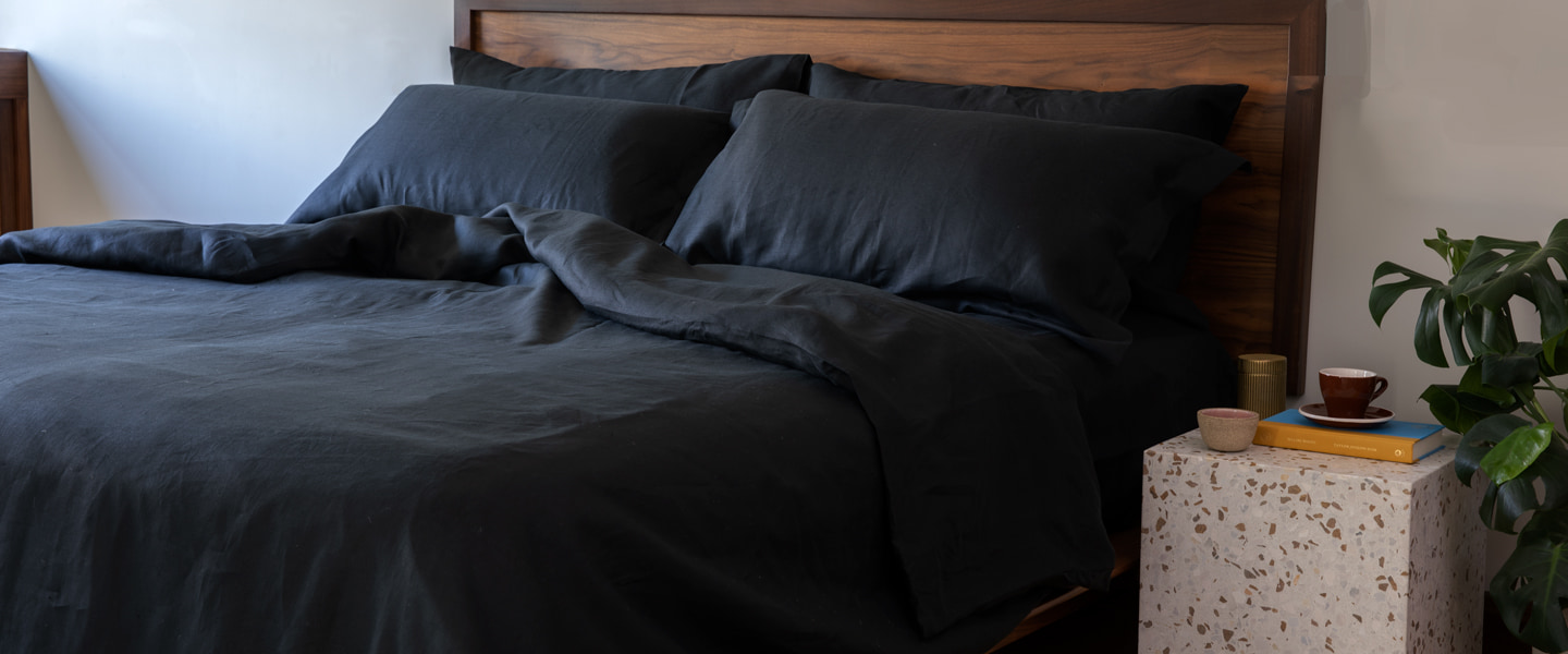 Black Bed Sheets Luxury Italian Linen
