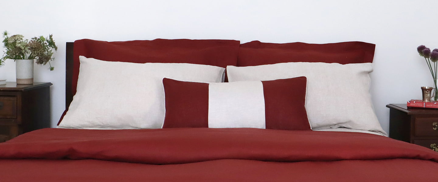 Burgundy Red Linen Duvet Cover 