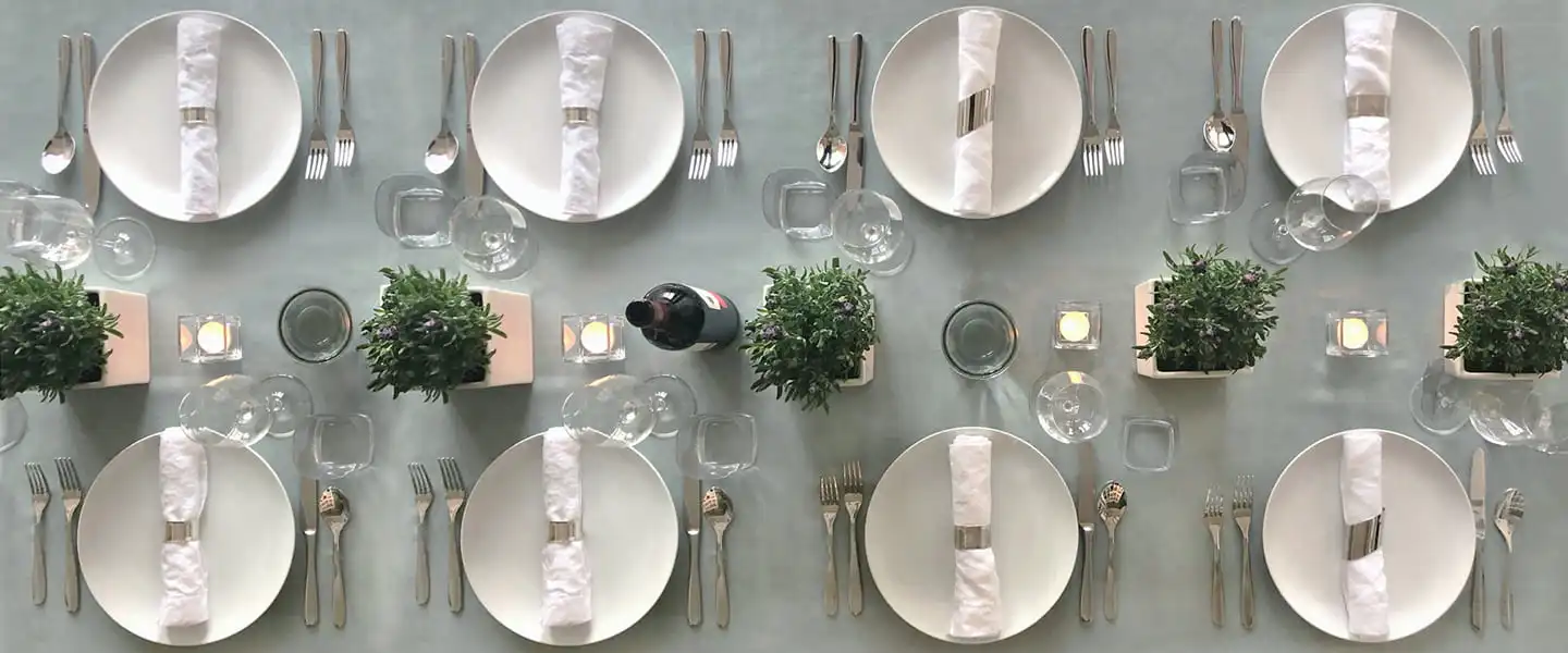 White Linen Napkin & Celadon Linen Tablecloth