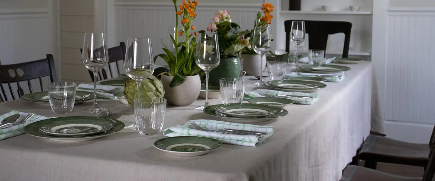 Dark Natural Linen Tablecloth 