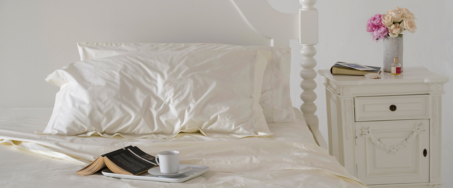 Ivory Percale Sheets 500TC Cotton with Hemstitch
