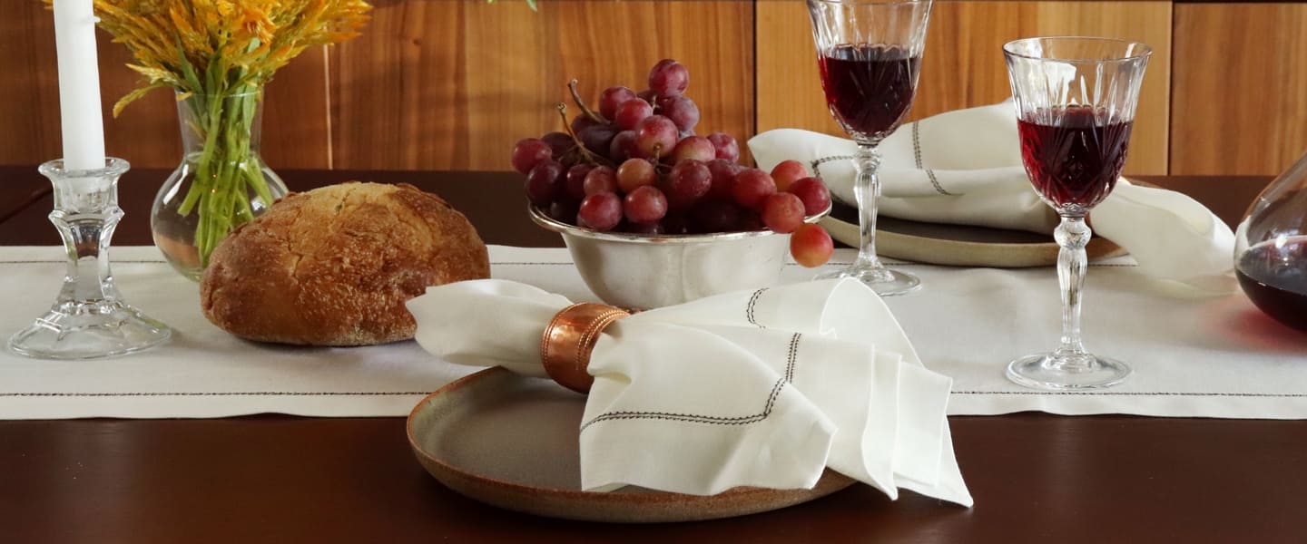 Ivory Table Linens Chocolate Brown Hemstitch