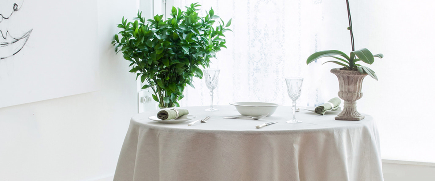 Ivory Round Linen Tablecloth