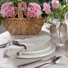 Natural Linen Rectangular Tablecloth <br> $250