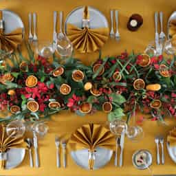 Saffron Linen Round Tablecloth <br>$95