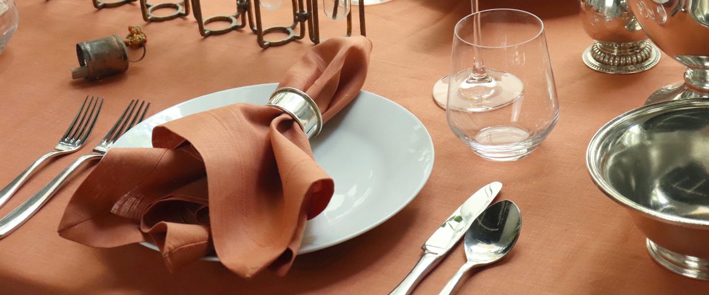 Sienna Terracotta Tablecloth & Linen Napkins