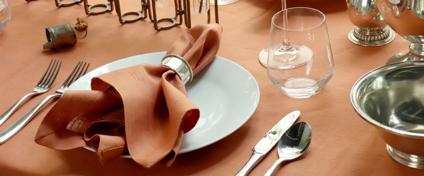 Sienna Terracotta Tablecloth & Linen Napkins
