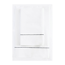 White Percale Sheet Set Black Hemstitch <br> $440