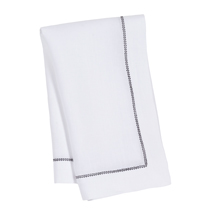 White Napkin Black Hemstitch <br>$28