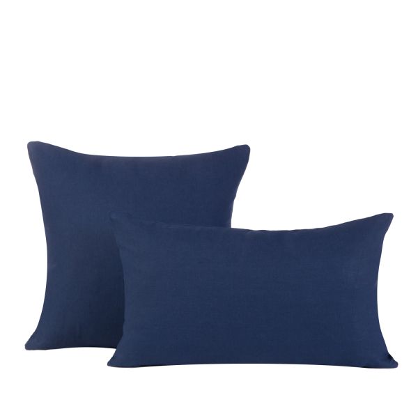 navy linen pillow