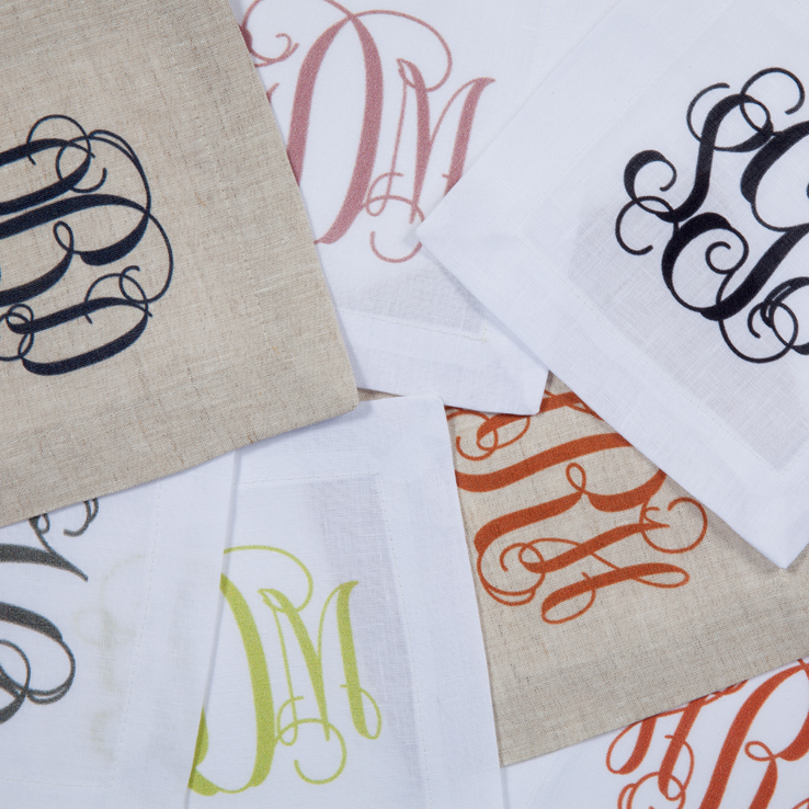 Monogram-linen-cocktail-napkins