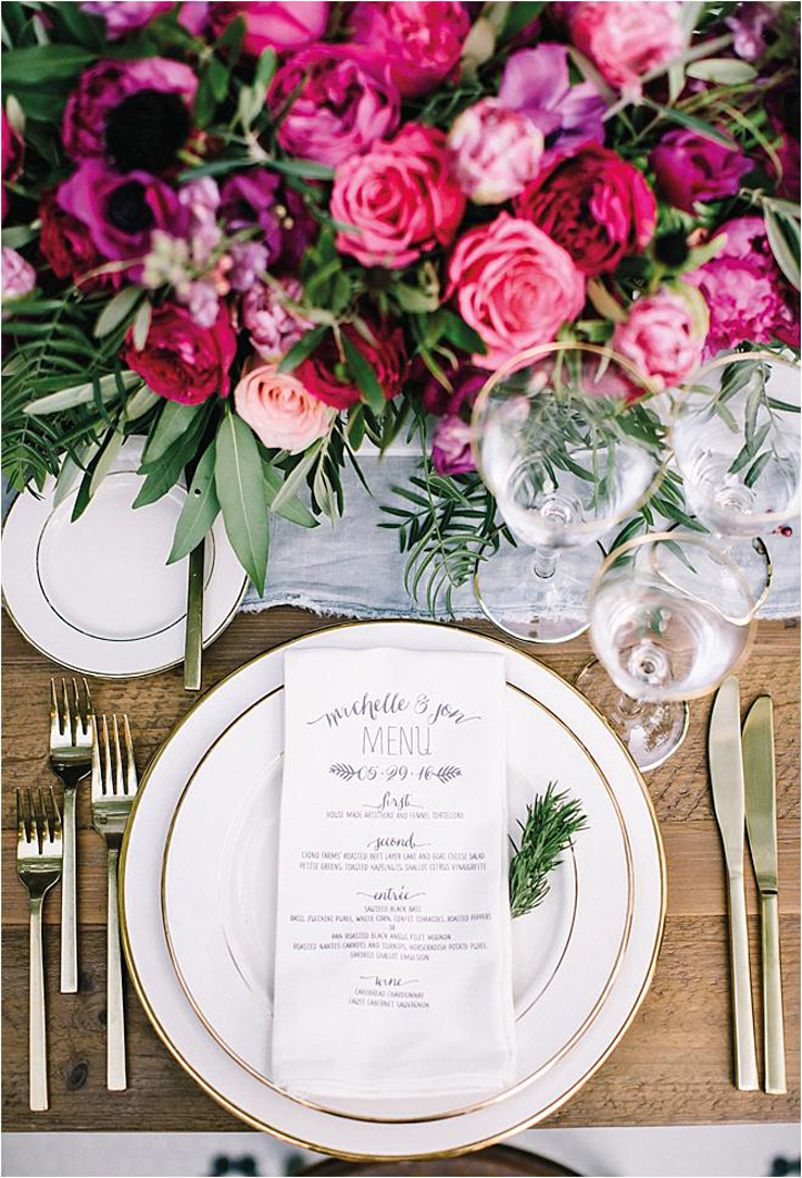 Wedding Menu Printed on Napkin- Huddleson Linens Custom Table Linens