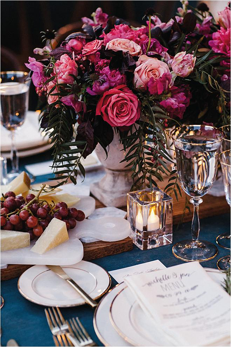 Wedding placesetting inspiration menu printed on napkin 