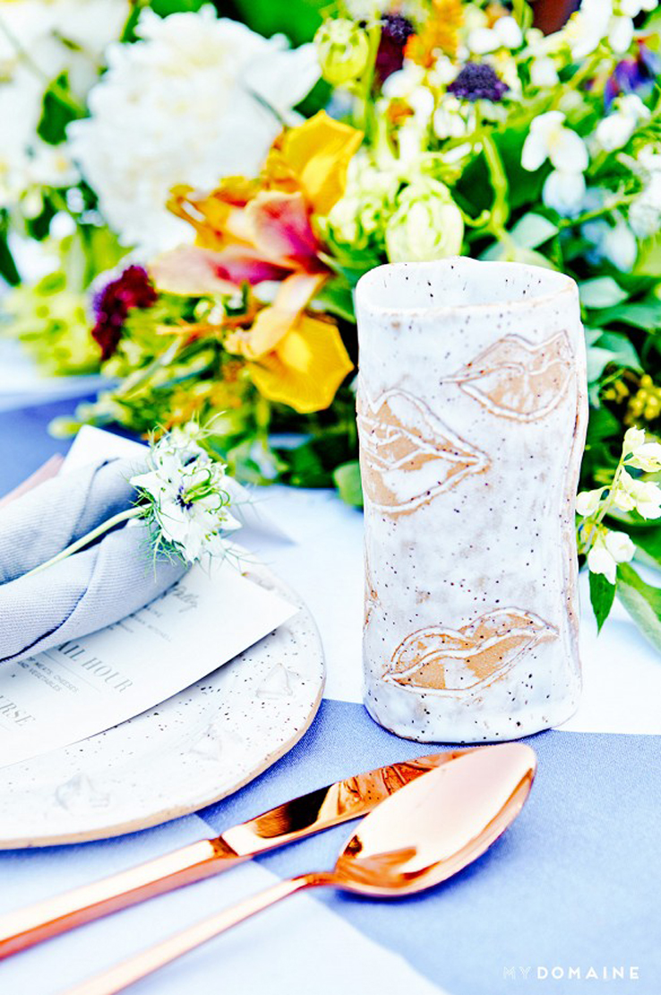 Diamond-grey-linen-tablecloth-rose-gold-flatware-placesetting