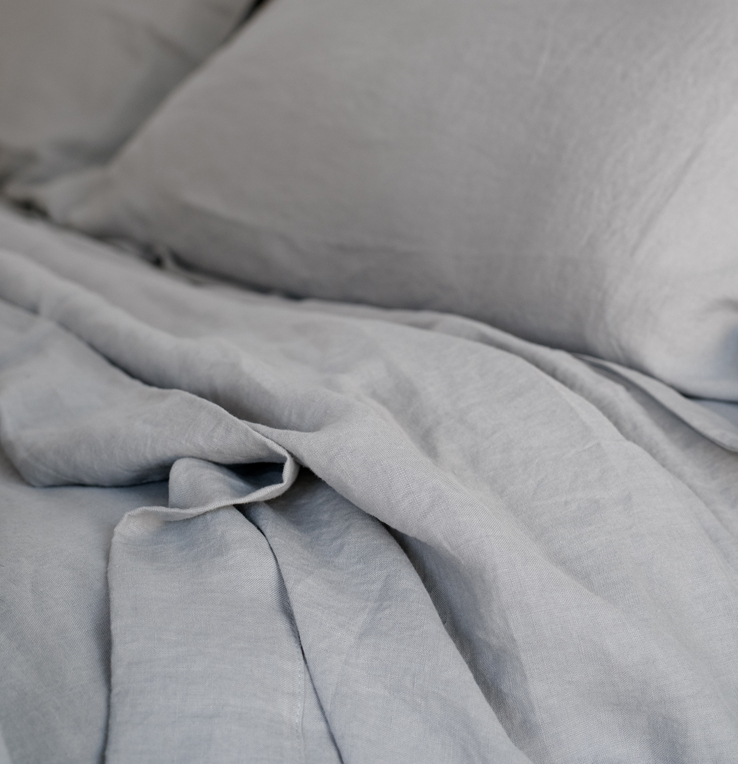 silver grey linen sheets 