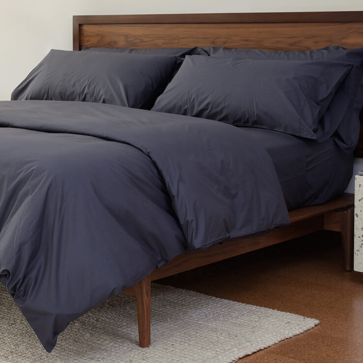 Charcoal Slate Dark Grey organic cotton percale sheets hotel quality masculine cool 