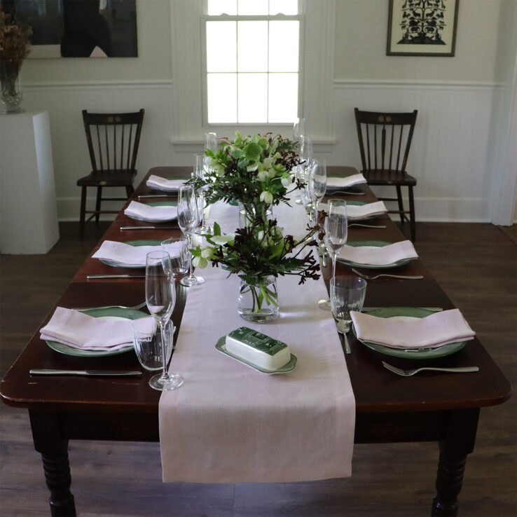 pink table runner summer dining