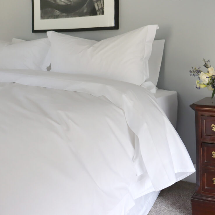 white cotton percale duvet cover for summer