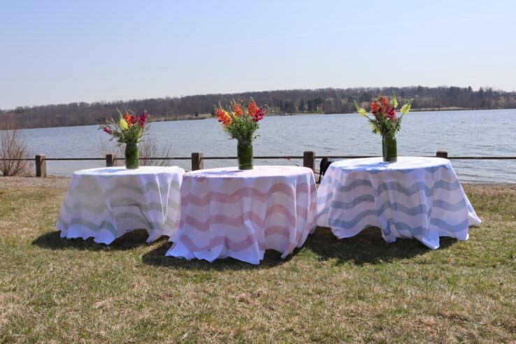 wave striped linen tablecloth for summer