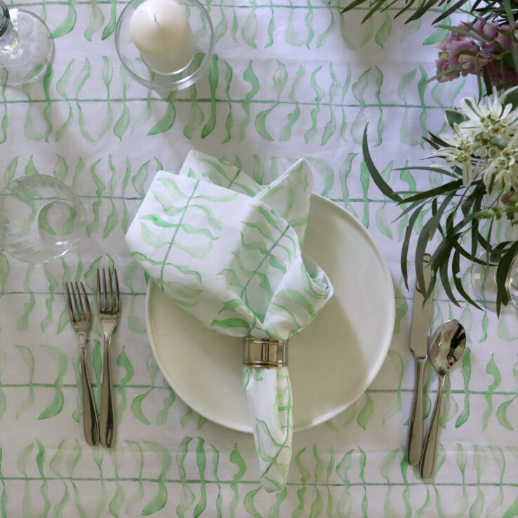 leaf outdoor printed summer linen tablecloth