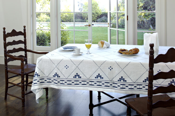 tablecloth for Hanukkah blue and white print