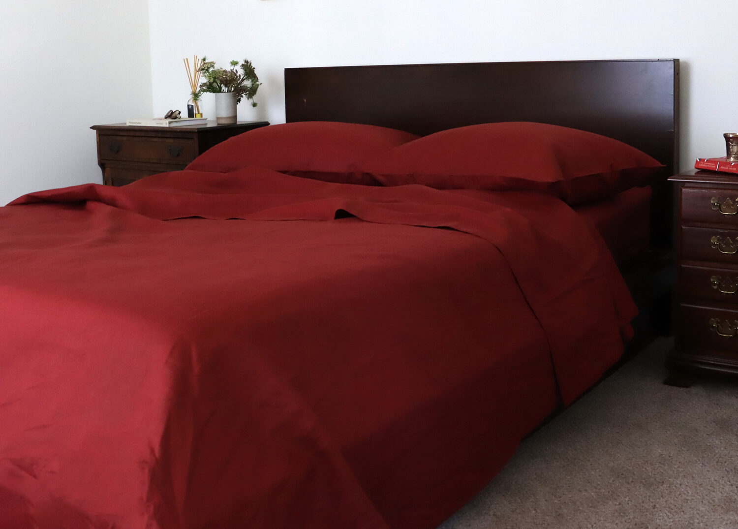 burgundy Valentine's Day bed linens