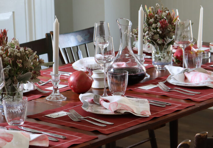 burgundy valentine's table linens