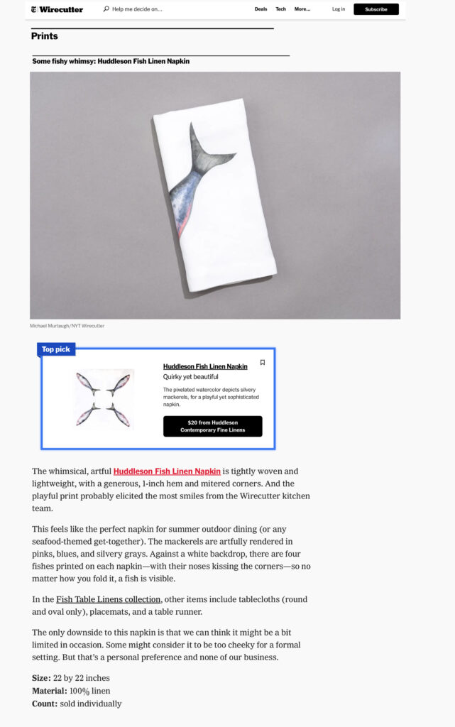 NY Times Wirecutter Best Napkins