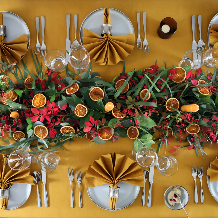Saffron harvest gold linen tablecloth premium table linens